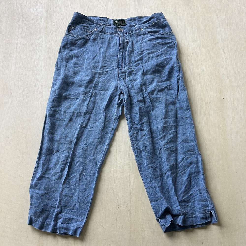 Lauren Jeans Co Ralph Lauren‎ Jeans Womens 12 Light Blue Linen Straight 32x31
